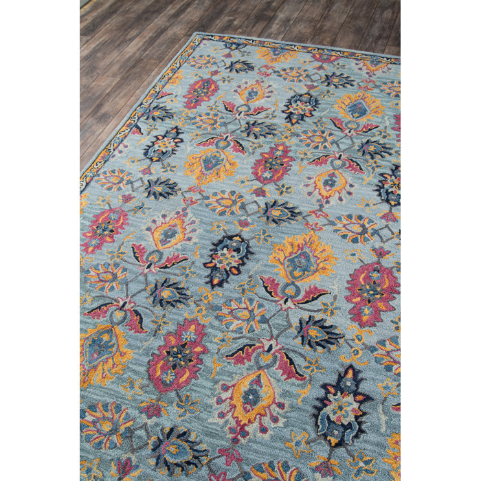 World Menagerie Lancaster Oriental Handmade Tufted Wool Blue Area Rug